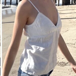Brandy Melville Edith linen tank in CREAM/BEIGE